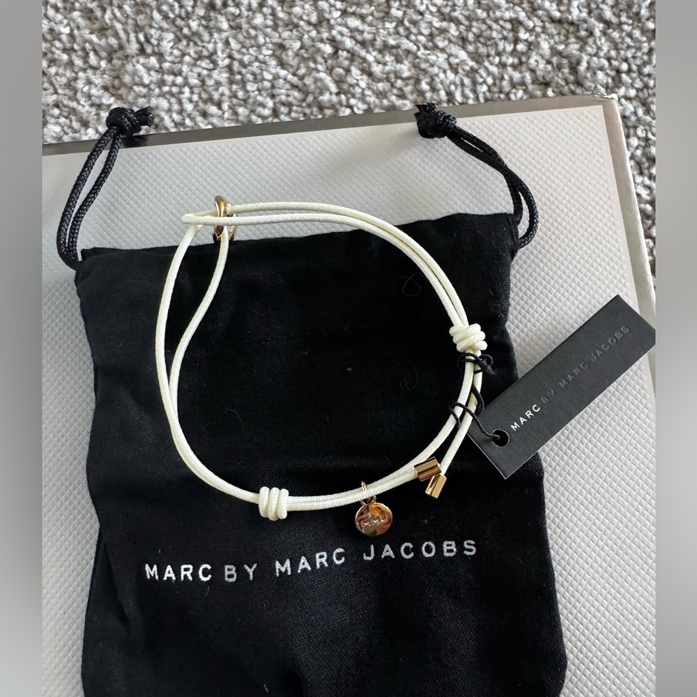 Marc By Marc Jacobs White Bracelet and 2 black cat chunky rings size 7